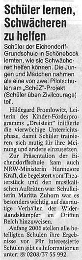 Presseartikel vom 22.04.2005 aus der WAZ
